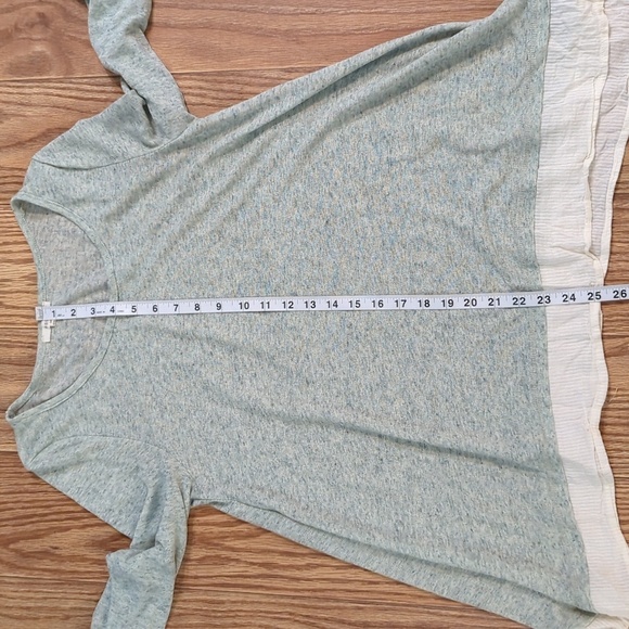 Easel linen-blend layer-look green and cream lightweight sweater, M - Picture 3 of 5
